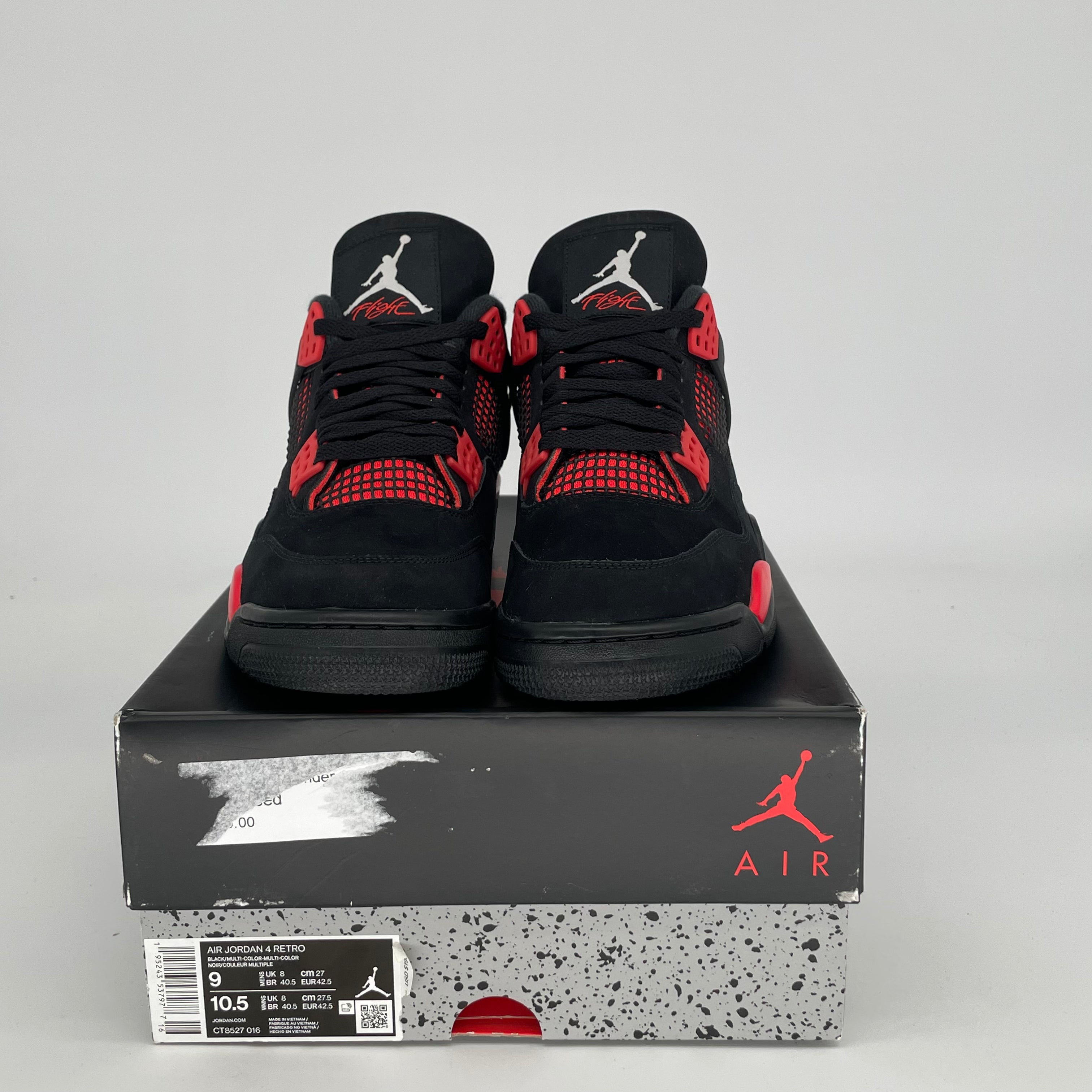 AIR JORDAN 4 Red Thunder Basketball Shoes Men's Size 9/10.5W CT8527-016 - Retro Sneakers for Streetwear & Casual Outfits