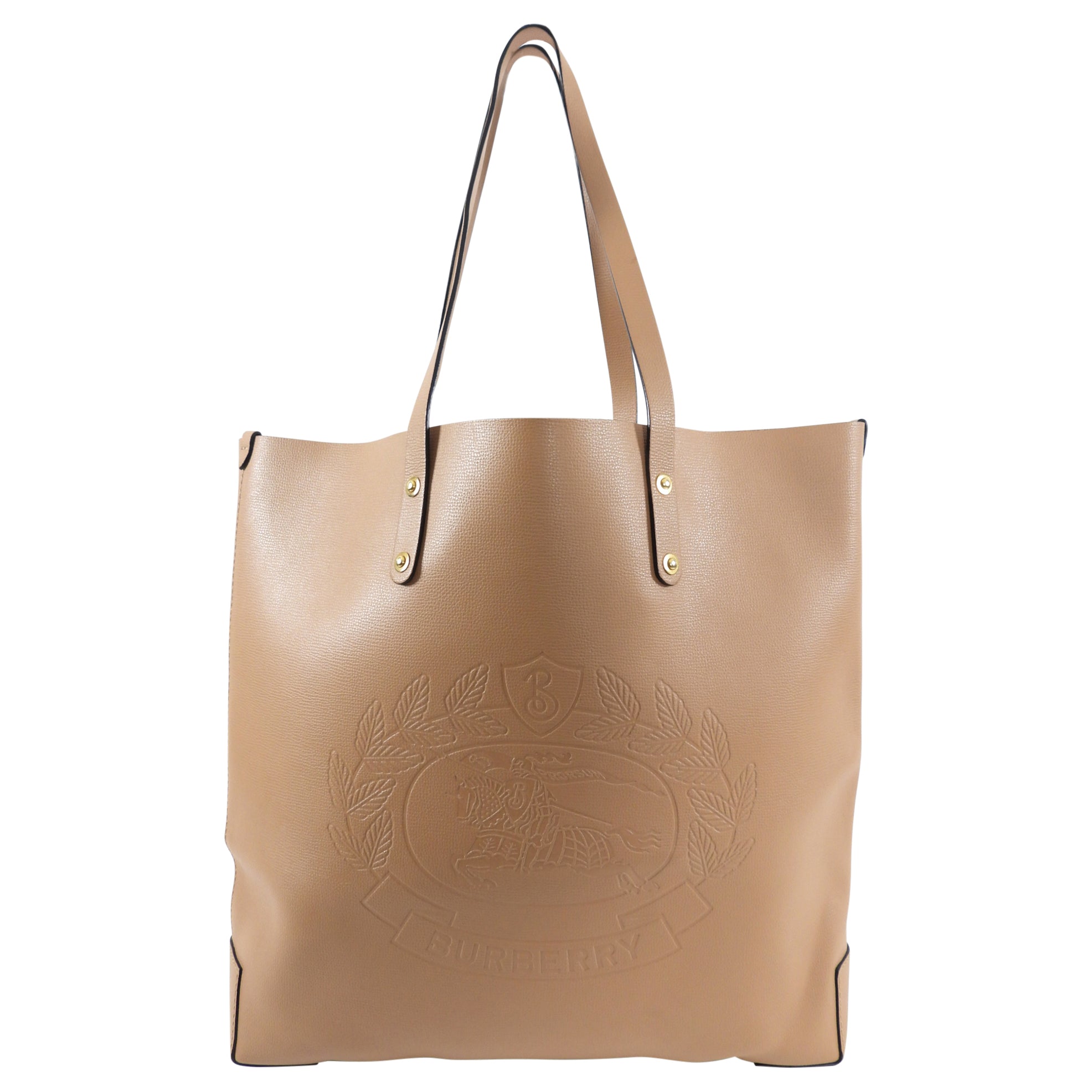 Burberry Large Remington Crest Tote Bag for Women - Luxury Leather Handbag with Iconic Check Pattern - Perfect for Work, Travel & Everyday Use