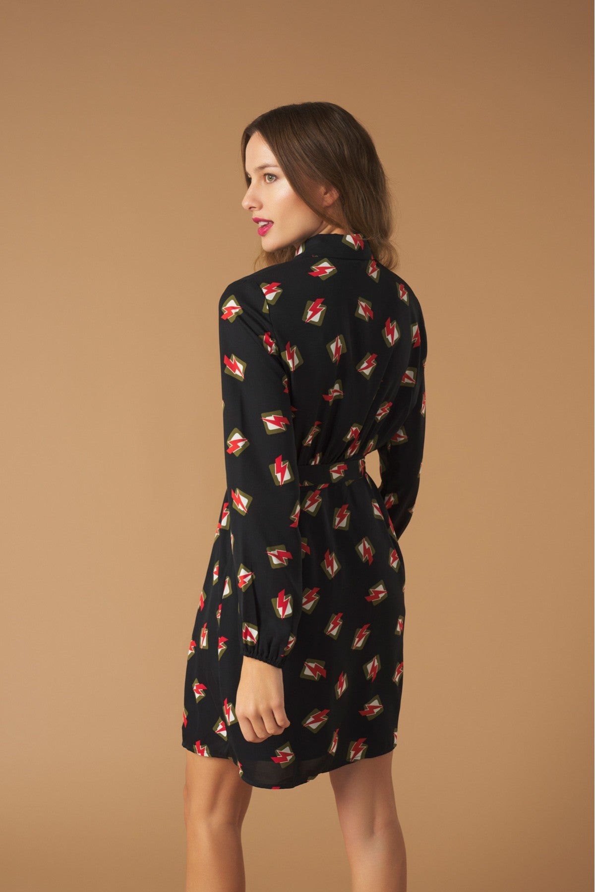 BOLT SHIRT DRESS for Women - Black Casual Button Down Tunic Dress - Perfect for Office, Date Night & Everyday Wear