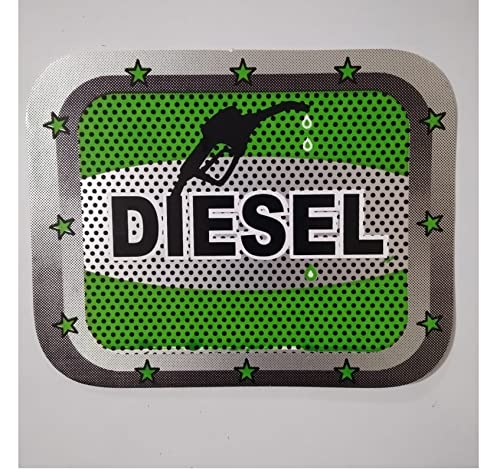 AUTONEST Diesel Car Fuel Lid Decal Sticker - Square Black, Green & Grey Vinyl Badge (14.5cm x 14.5cm) for Maruti Celerio - Waterproof Decal for Fuel Door Customization & Vehicle Personalization