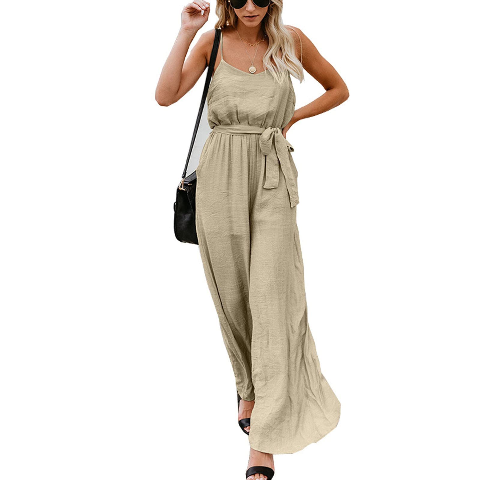 JINLILE Women's Summer Harem Jumpsuit - Oversized Wide Leg Loose Casual Long Playsuit Romper | Perfect for Beach Vacation, Boho Outfits & Lounge Wear