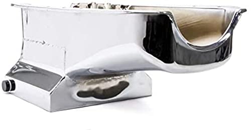 R9725 Chrome Drag Racing Oil Pan with Driver Dipstick - 7 Quart Capacity for High-Performance Engines - Perfect for Street Racing, Hot Rods, and Custom Car Builds