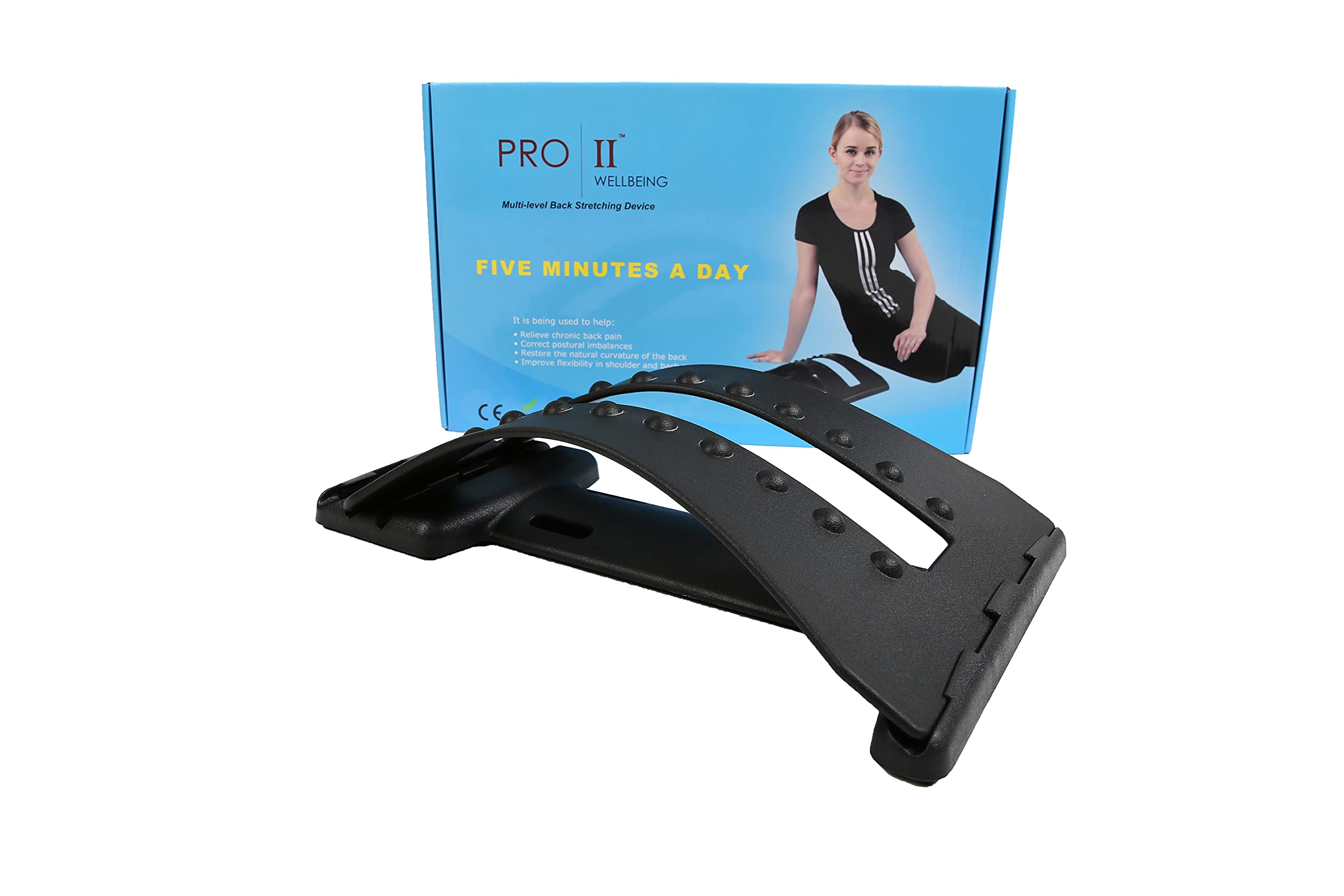 Premium Back Stretcher for Pain Relief - Lumbar Support Device for Herniated Disc, Sciatica & Scoliosis | Adjustable Multi-Level Back Massager | Upper & Lower Back Pain Relief (Black) | Perfect for Office, Home & Post-Workout Recovery