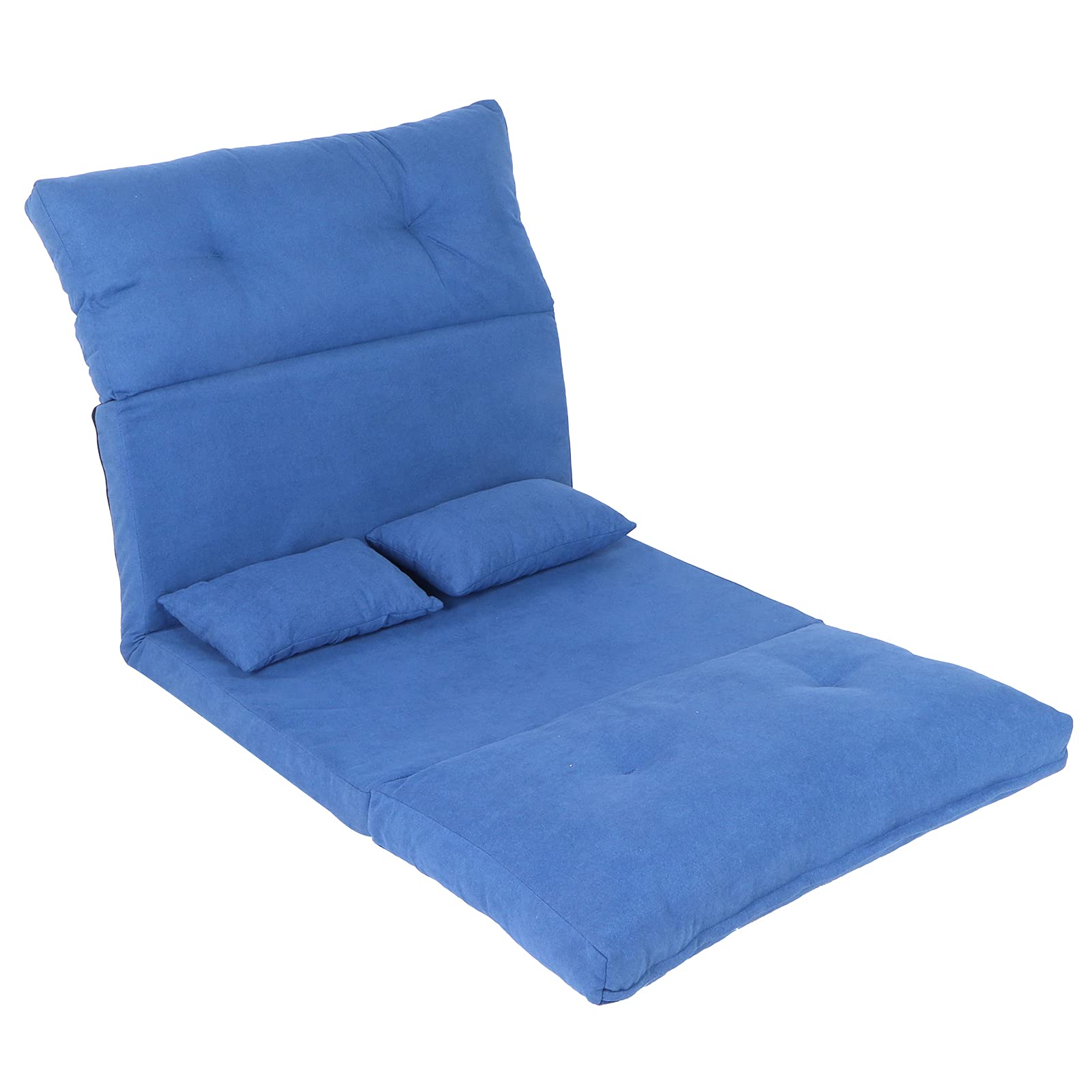 GOTOTOP Adjustable Folding Sofa Bed - Double Size Lazy Lounger with Removable Cover & 2 Pillows - High Density Sponge for Home, Office, Living Room & Bedroom - Blue - Perfect for Small Spaces, Guest Sleeping & Relaxing