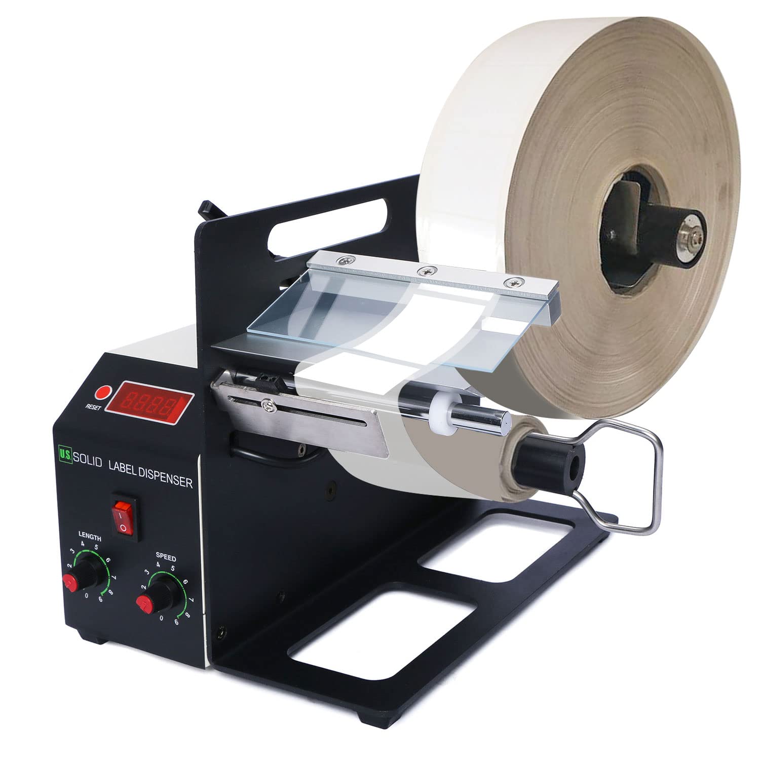 U.S. Solid Automatic Label Dispenser Machine - 120mm Width Industrial Label Applicator for Printed, Clear & Opaque Labels - Desktop Labeling Solution for Warehouses, Retail & Shipping Departments