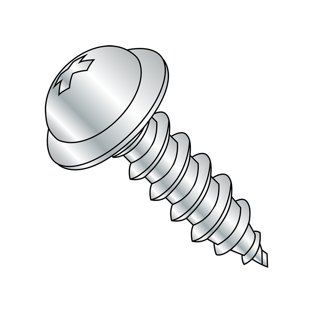 Small Parts 0608ABPRW Zinc Plated Steel Sheet Metal Screw, Round Washer Head, Phillips Drive, Type AB, #6-20 Thread, 1/2