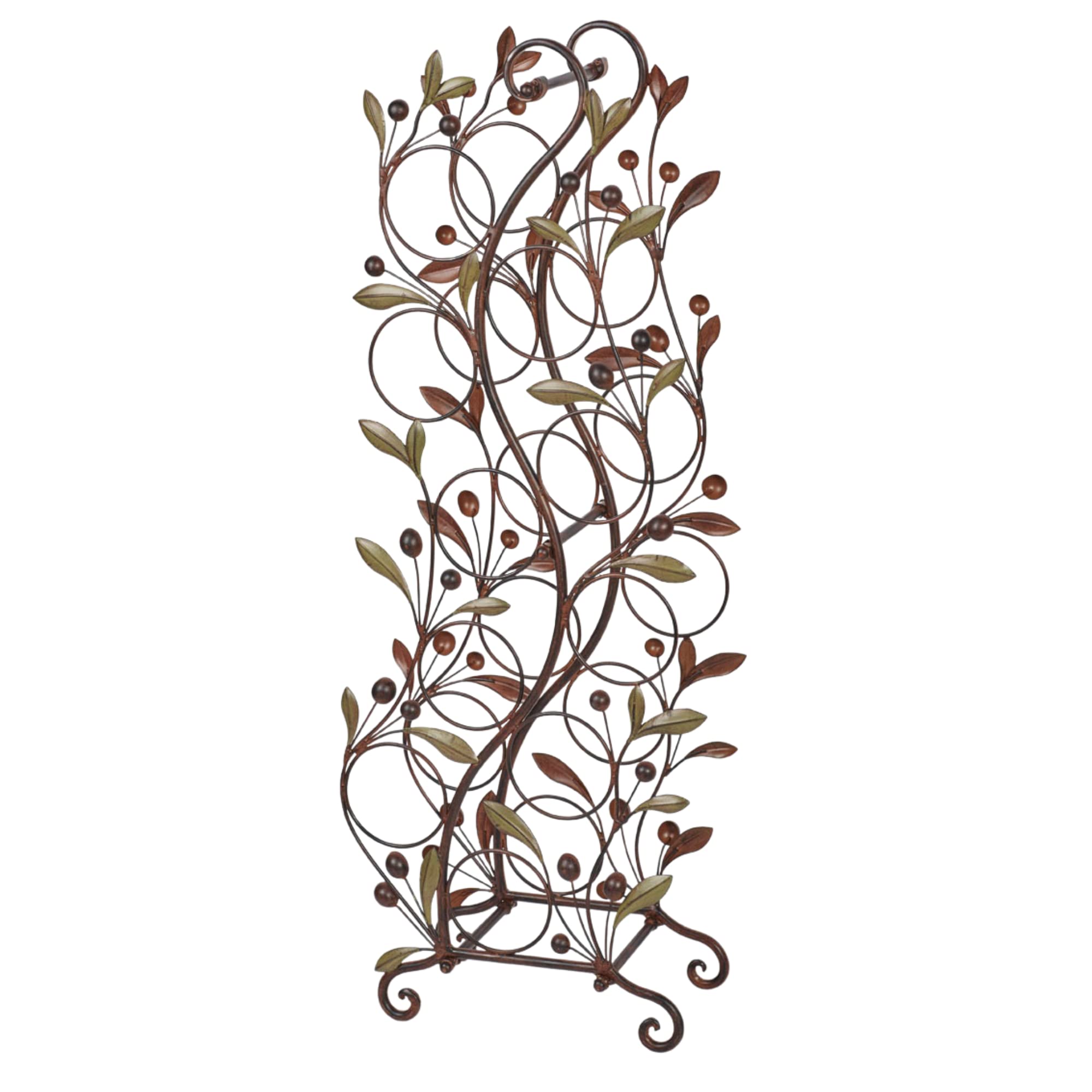 Catalonia Floor Wine Rack - Sage Green Metal Hand-Painted Vintage Wine Bottle Storage - Freestanding Organizer Holds 10 Bottles - Perfect for Dining Room, Kitchen or Cellar Wine Display