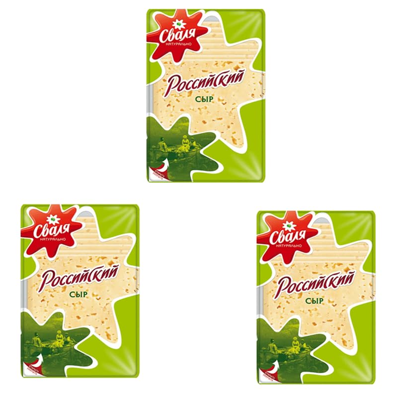 Premium RODEO FOOD Svalya Russian Sliced Cheese 150g (3 Pack) - Authentic Imported Russian Cheese for Sandwiches, Salads & Cooking | Great for Parties, Picnics & Family Gatherings