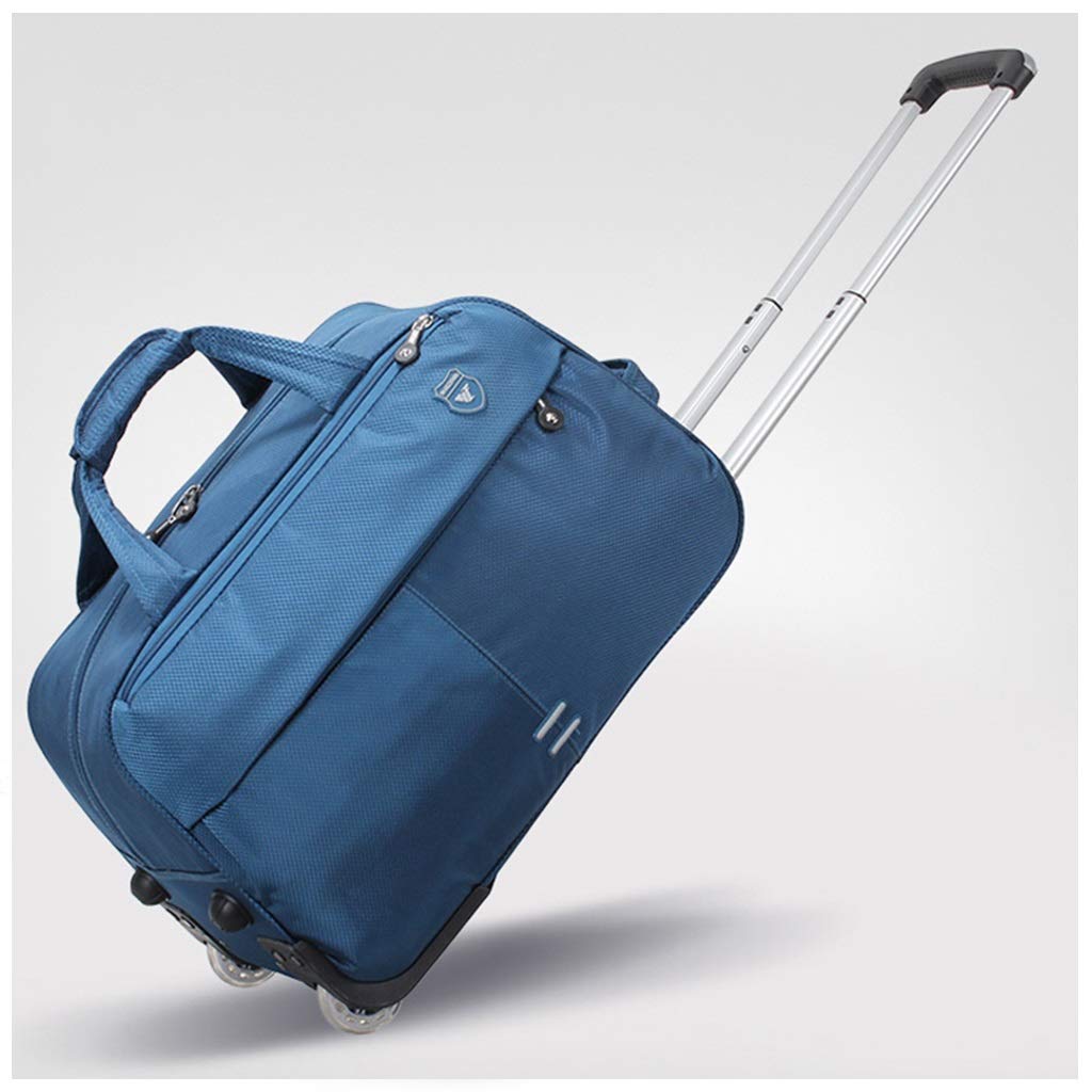 Waterproof 20 Inch Rolling Duffel Bag with Wheels - Soft Tote Travel Suitcase for Women, Business Carry On Luggage & Overnight Weekender Bag (Blue) - Perfect for Air Travel, Gym, Weekend Getaways & Business Trips