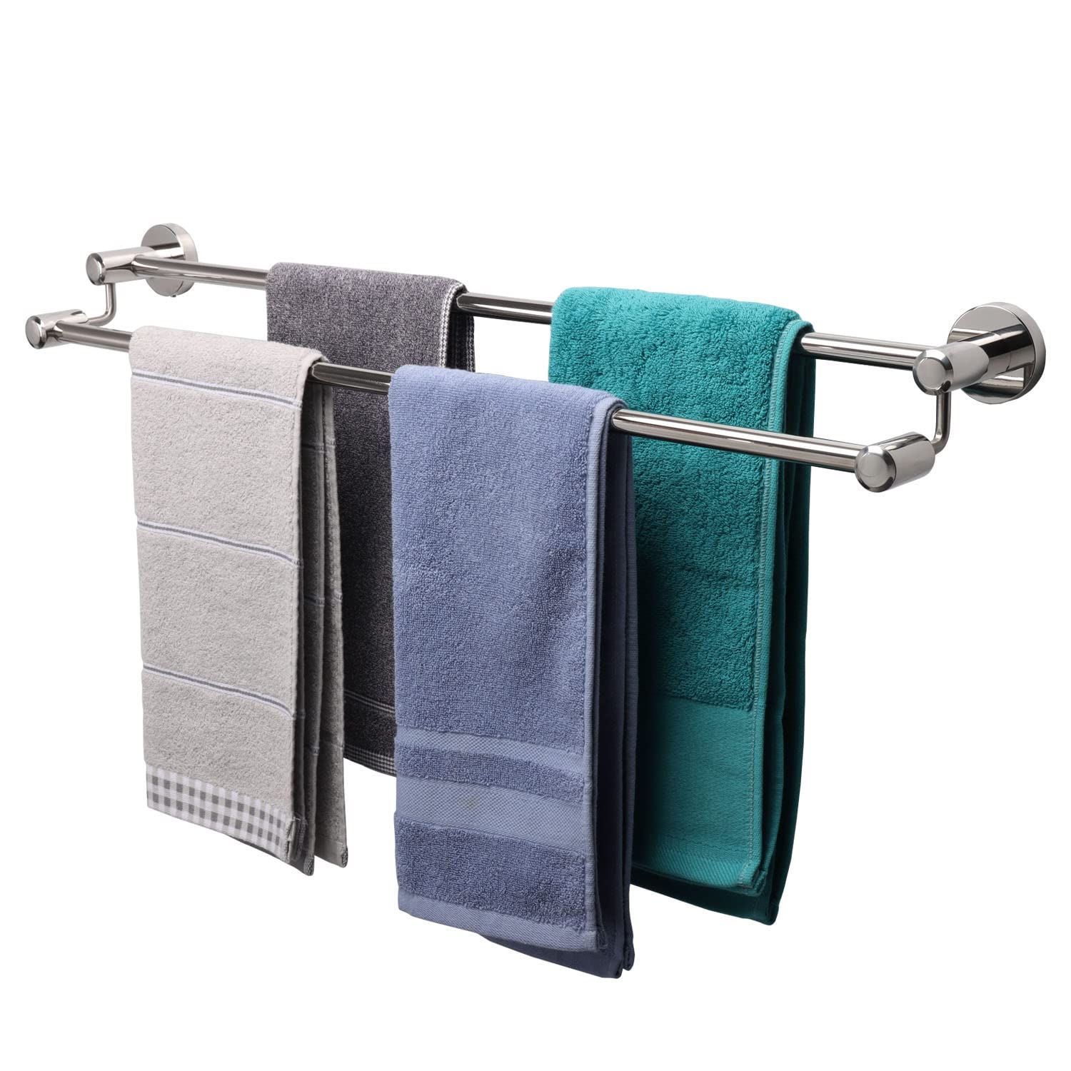 TocTen Double Bath Towel Bar - Thickened SUS304 Stainless Steel Towel Rack for Bathroom, Heavy Duty Wall Mounted Towel Holder (Chrome, 30 Inch) - Perfect for Spa, Hotel, and Home Bathroom Decor