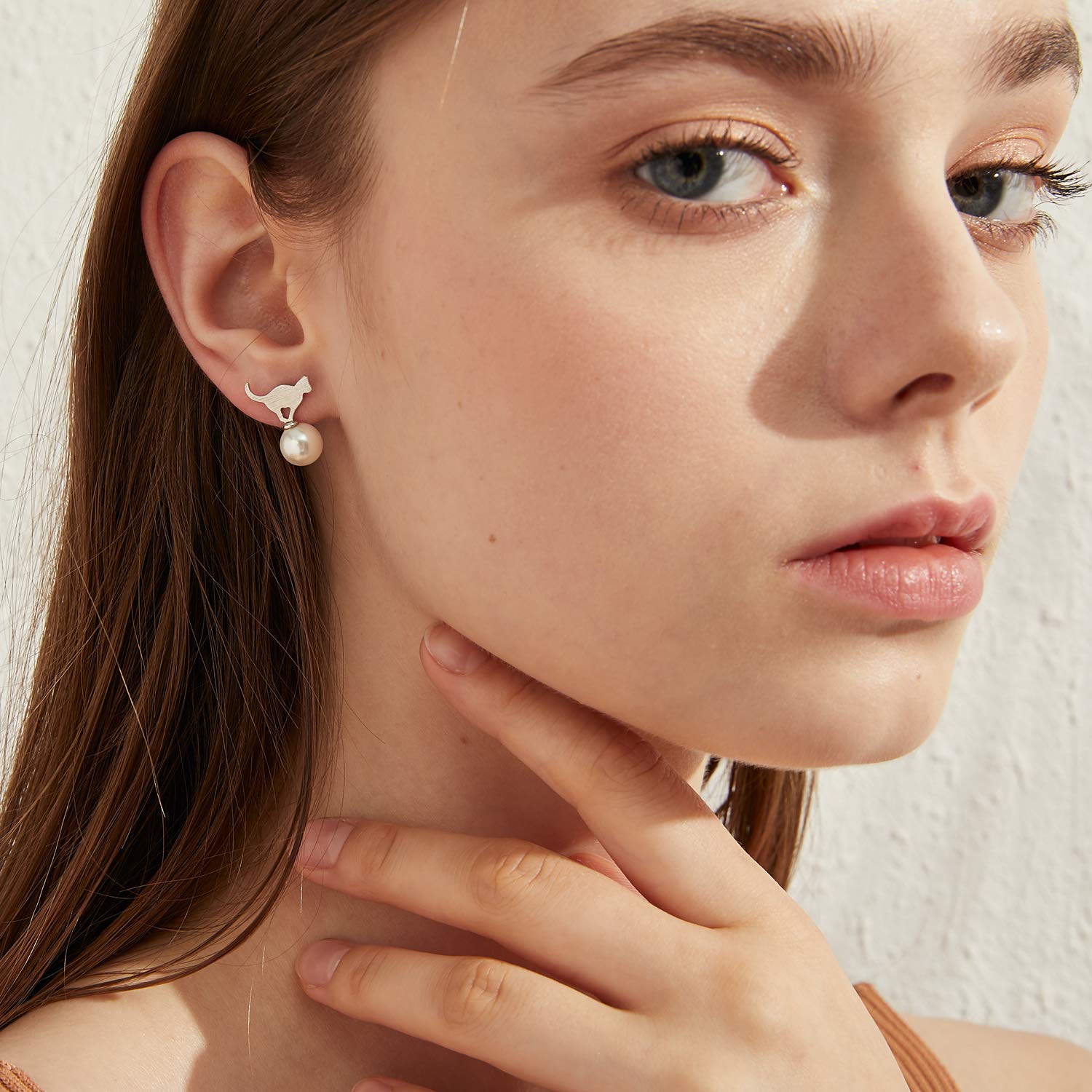 925 Sterling Silver Animal Pearl Stud Earrings - Cat, Deer, Rabbit, Bird Designs for Women | Elegant Jewelry for Everyday Wear, Parties & Gifts