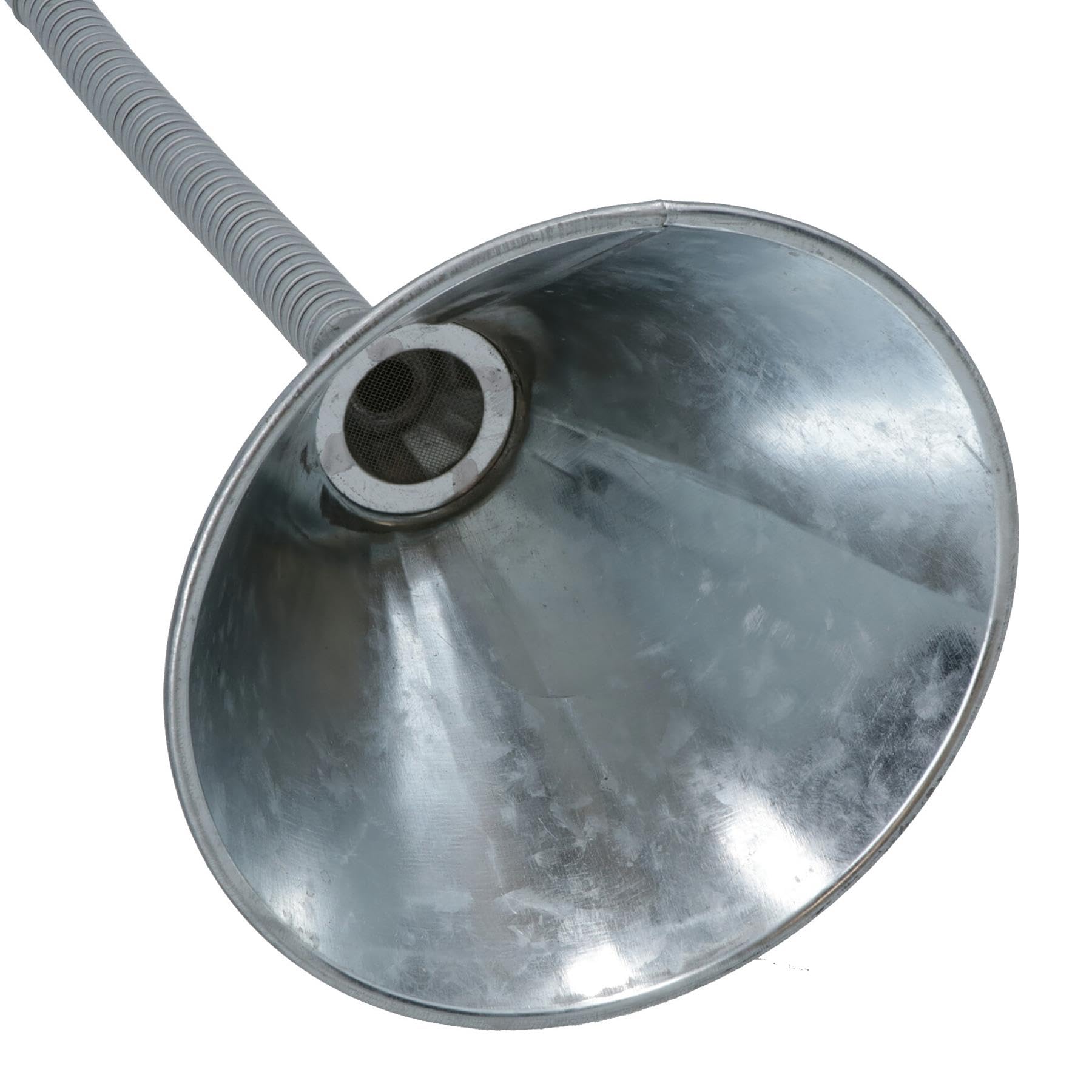 AB Tools Flexible Steel Metal Funnel with Filter - Galvanized Hose/Shaft/Pipe for Automotive, Home & Industrial Use - SIL238