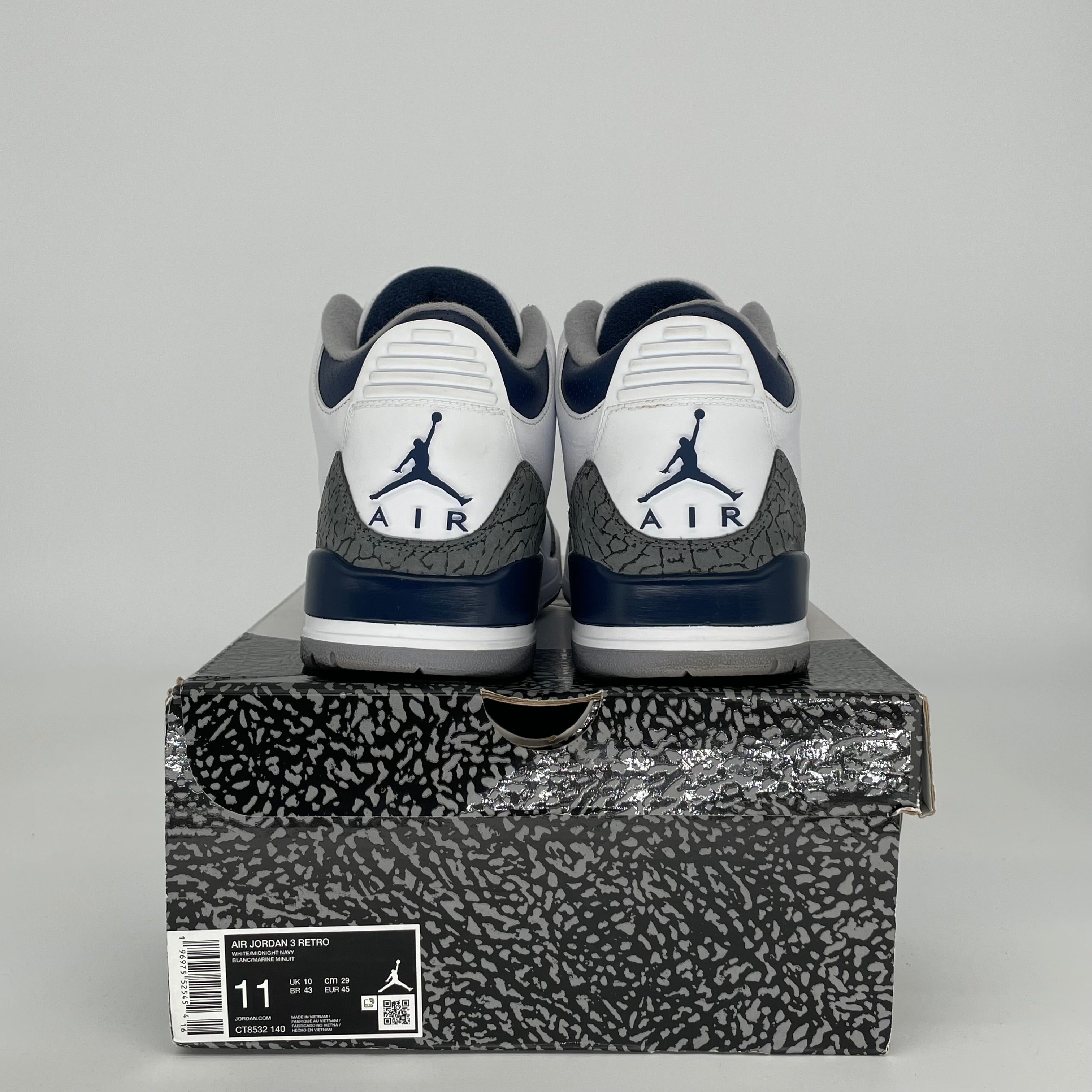 AIR JORDAN 3 Retro Midnight Navy Men's Basketball Shoes Size 11 - CT8532-140 | Authentic Sneakers for Casual Wear, Sports & Street Fashion
