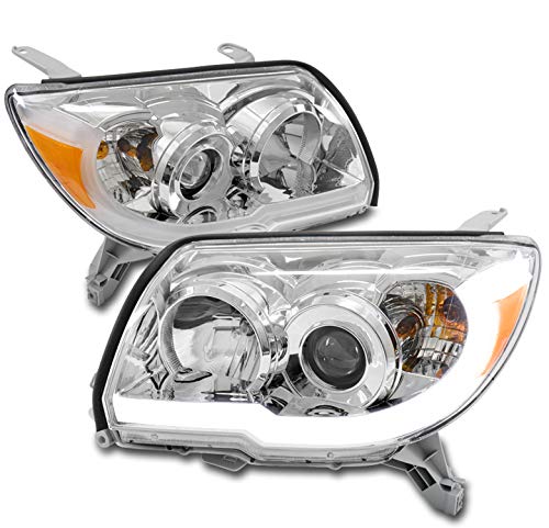 LED Tube Projector Headlights for 2006-2009 Toyota 4Runner - Chrome Housing, Bright White Light - Perfect for Night Driving & Off-Road Adventures