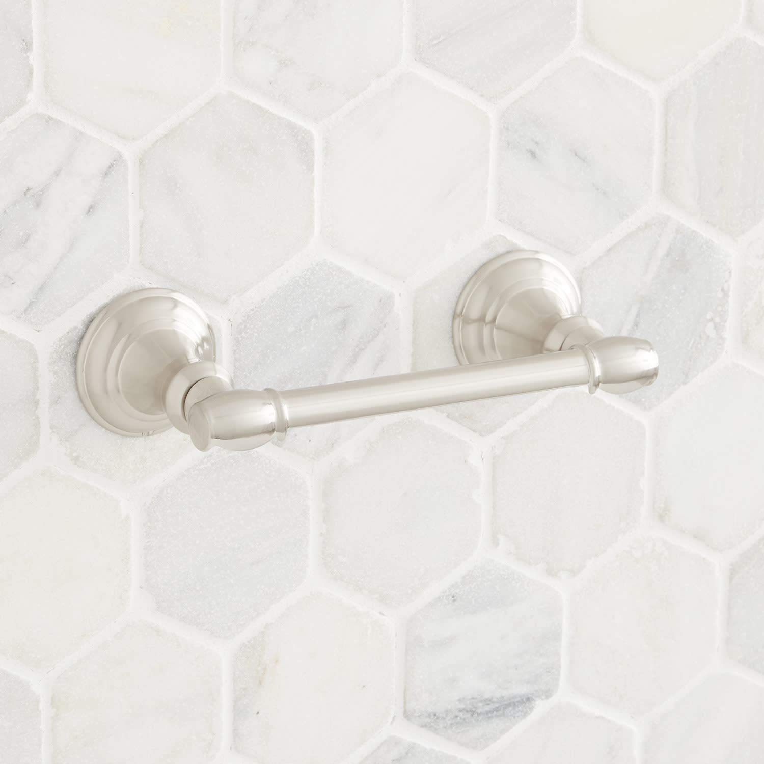 Signature Hardware 446910 Beasley Double Post Toilet Paper Holder - Chrome Finish - Bathroom Tissue Roll Stand for Modern & Traditional Bathrooms