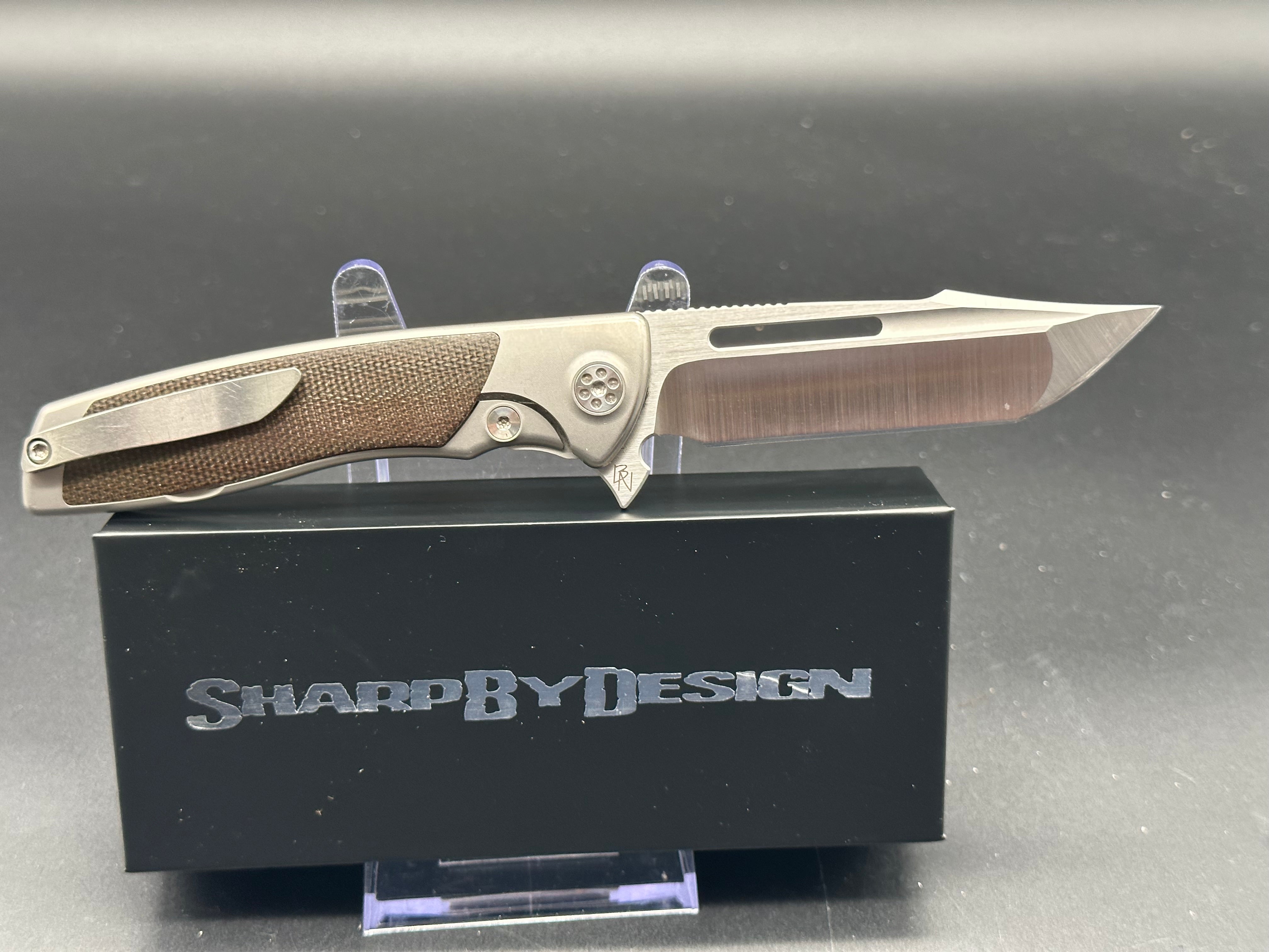 Sharp by Design Mini Evo Typhoon Folding Knife - Premium Titanium & Micarta Handle - EDC Pocket Knife for Outdoor, Camping & Everyday Carry