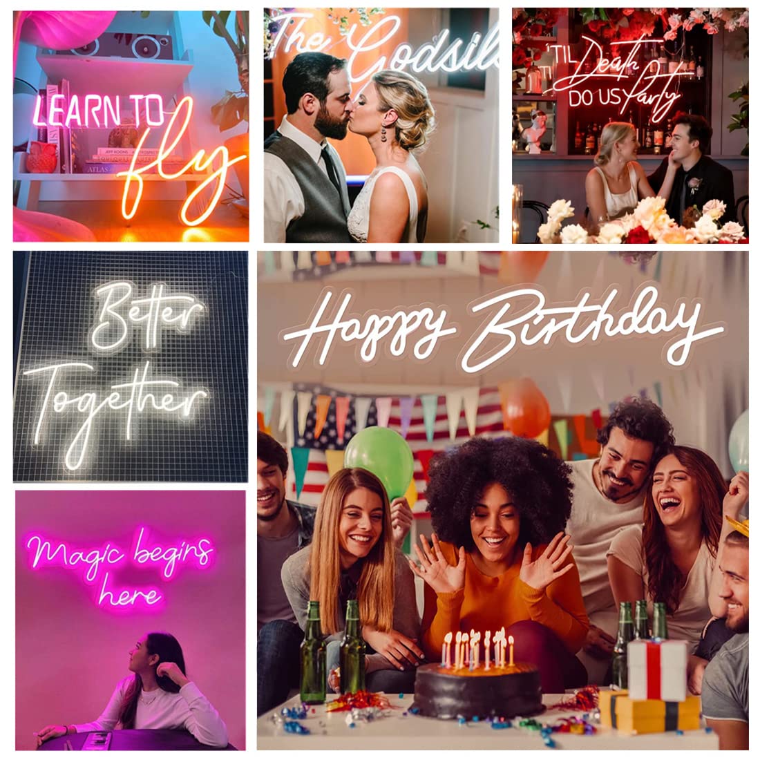 Custom LED Neon Sign - Personalized Dimmable Wall Decor for Bedroom, Home, Party, Wedding, Christmas & Birthday Gifts | 40