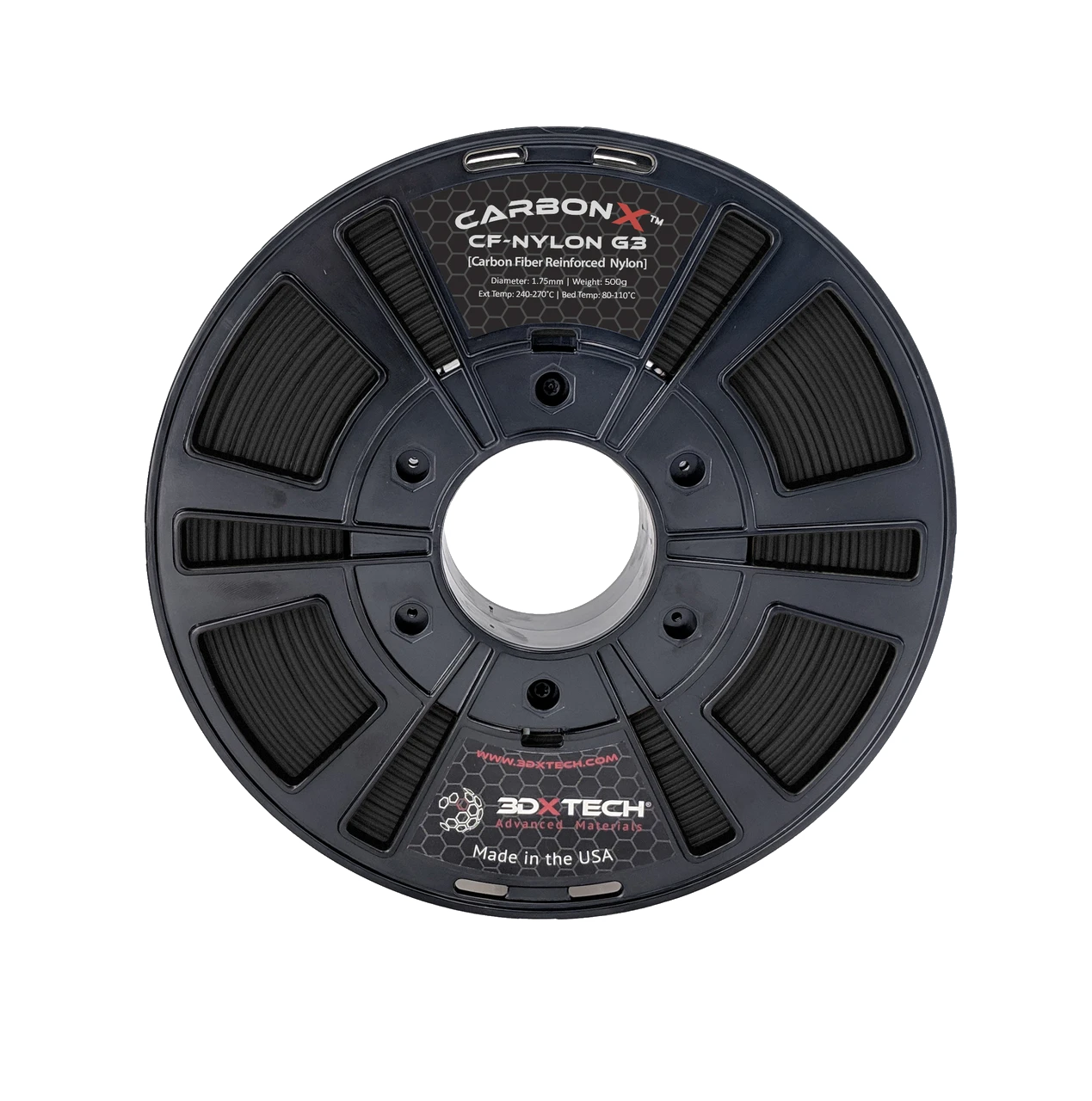 CARBONX™ Carbon Fiber Nylon 6 (Gen 3) 3D Printing Filament - 1.75mm Black - High Strength & Heat Resistant - Perfect for Automotive Parts, Drone Frames & Industrial Prototypes