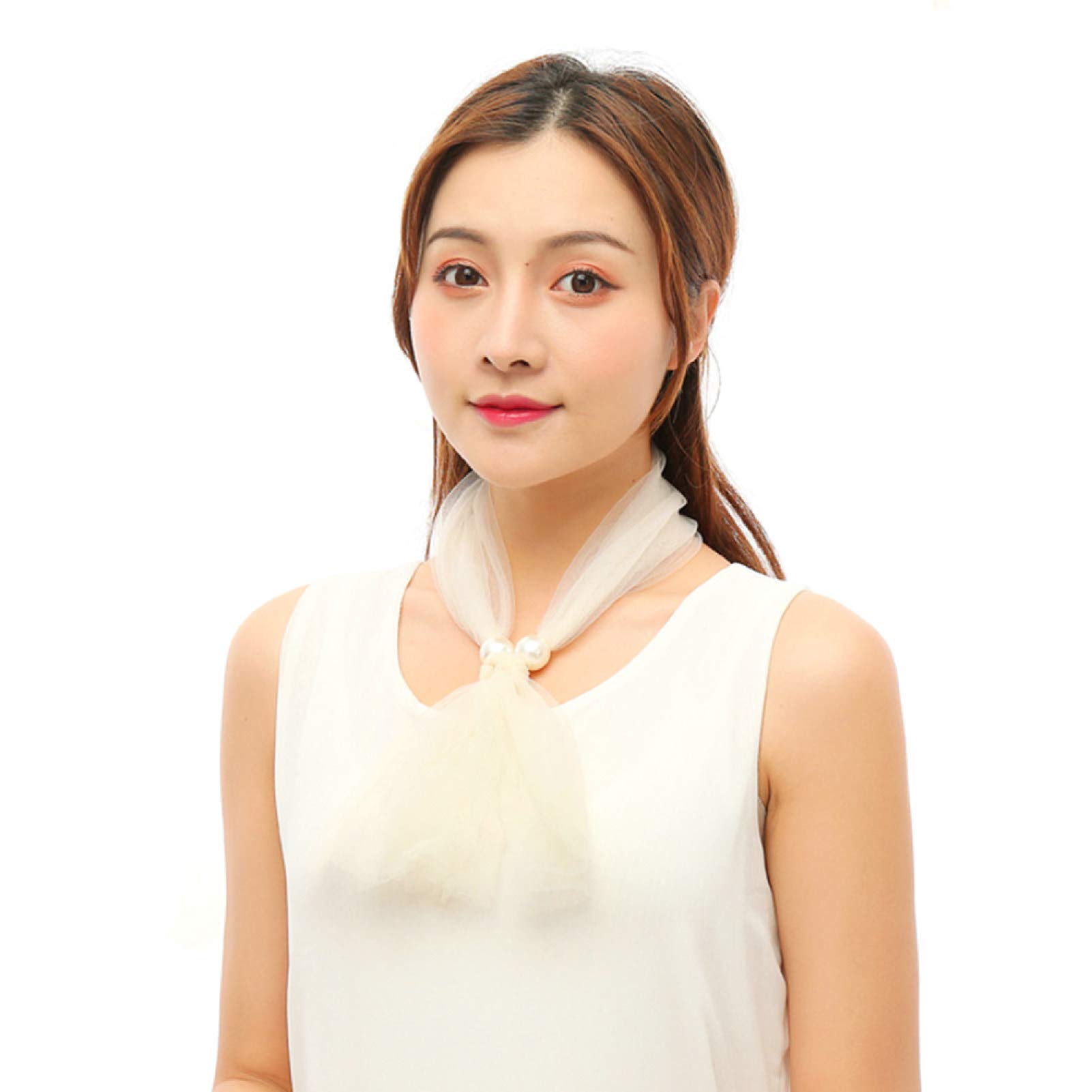 Elegant Women's Faux Pearl Silk Scarf Headband - Versatile Hair Tie & Neck Gaiter for Women & Girls | Perfect for Weddings, Parties, and Everyday Fashion Accessories