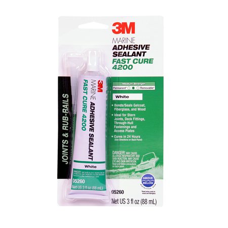 3M 4200FC Fast Cure Marine Adhesive Sealant - 3 oz White Waterproof Boat Sealant for Marine, RV & Outdoor Use - Perfect for Boat Repairs, Deck Sealing & Waterproofing Projects