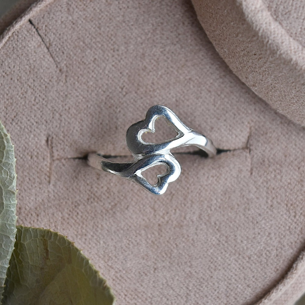 Double Heart Ring for Women - Elegant 925 Sterling Silver Couple Rings - Perfect Gift for Valentine's Day, Anniversary & Romantic Occasions