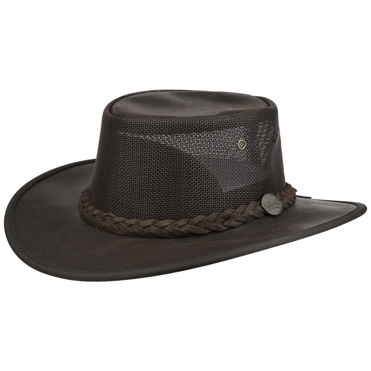 Barmah Foldable Leather Cooler Hat - Adjustable Sun Protection for Outdoor, Camping, and Beach Activities