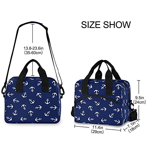 Insulated Lunch Bag with Adjustable Shoulder Strap - Large Reusable Cooler Tote for Work, School & Picnic | Nautical Ocean Theme Lunch Box for Men, Women & Kids | Perfect for Office, Beach & Outdoor Activities