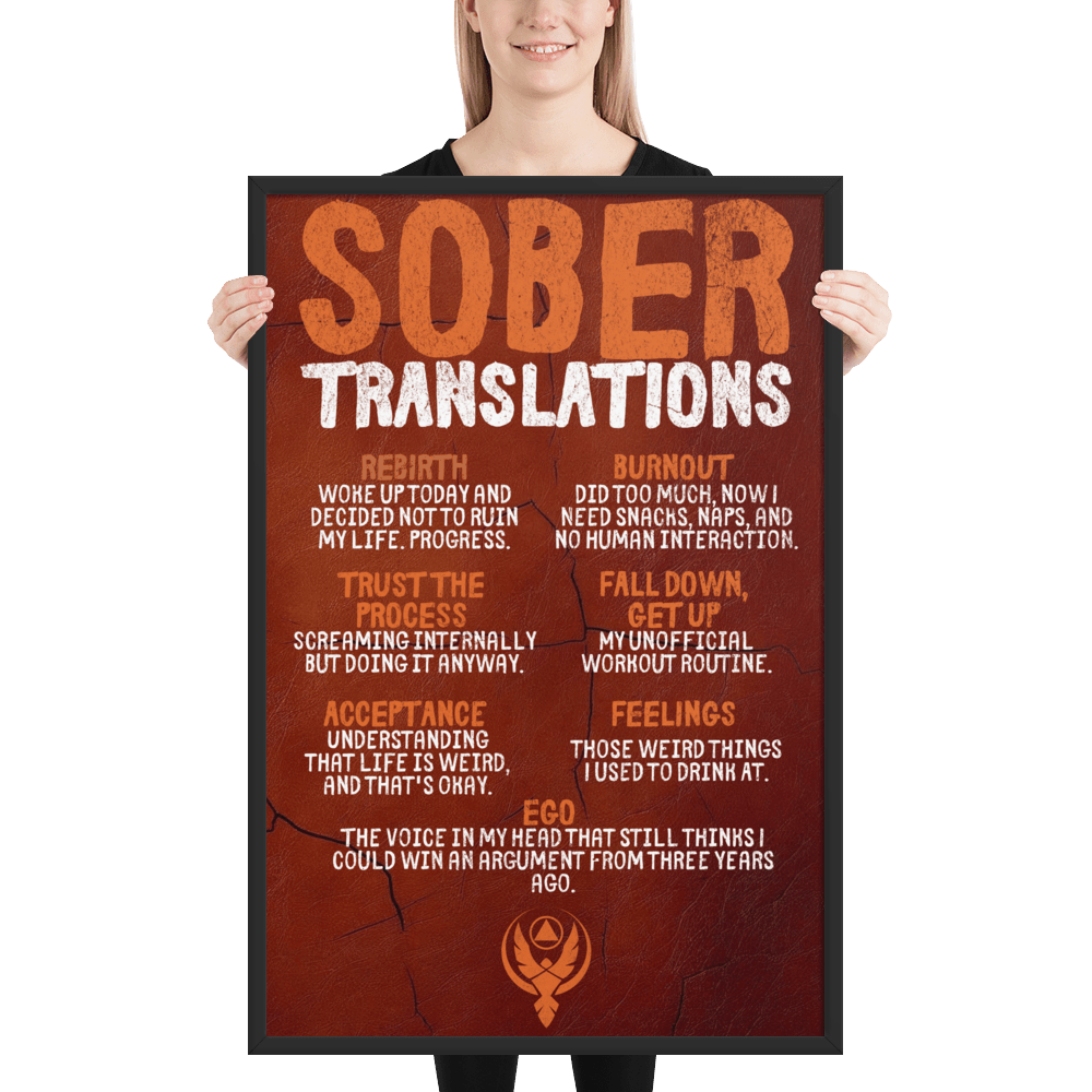 Sober Translations Vol. 4 - Motivational Framed Wall Art Poster for Home & Office Decor - Inspirational Quote Print for Living Room, Bedroom or Workspace