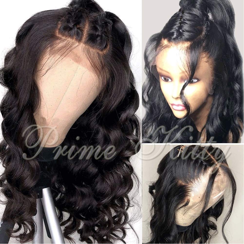 **9A Brazilian Virgin Human Hair Wigs for Black Women - Glueless Lace Front Wig with Baby Hair, Pre-Plucked Body Wave, 130% Density, 12