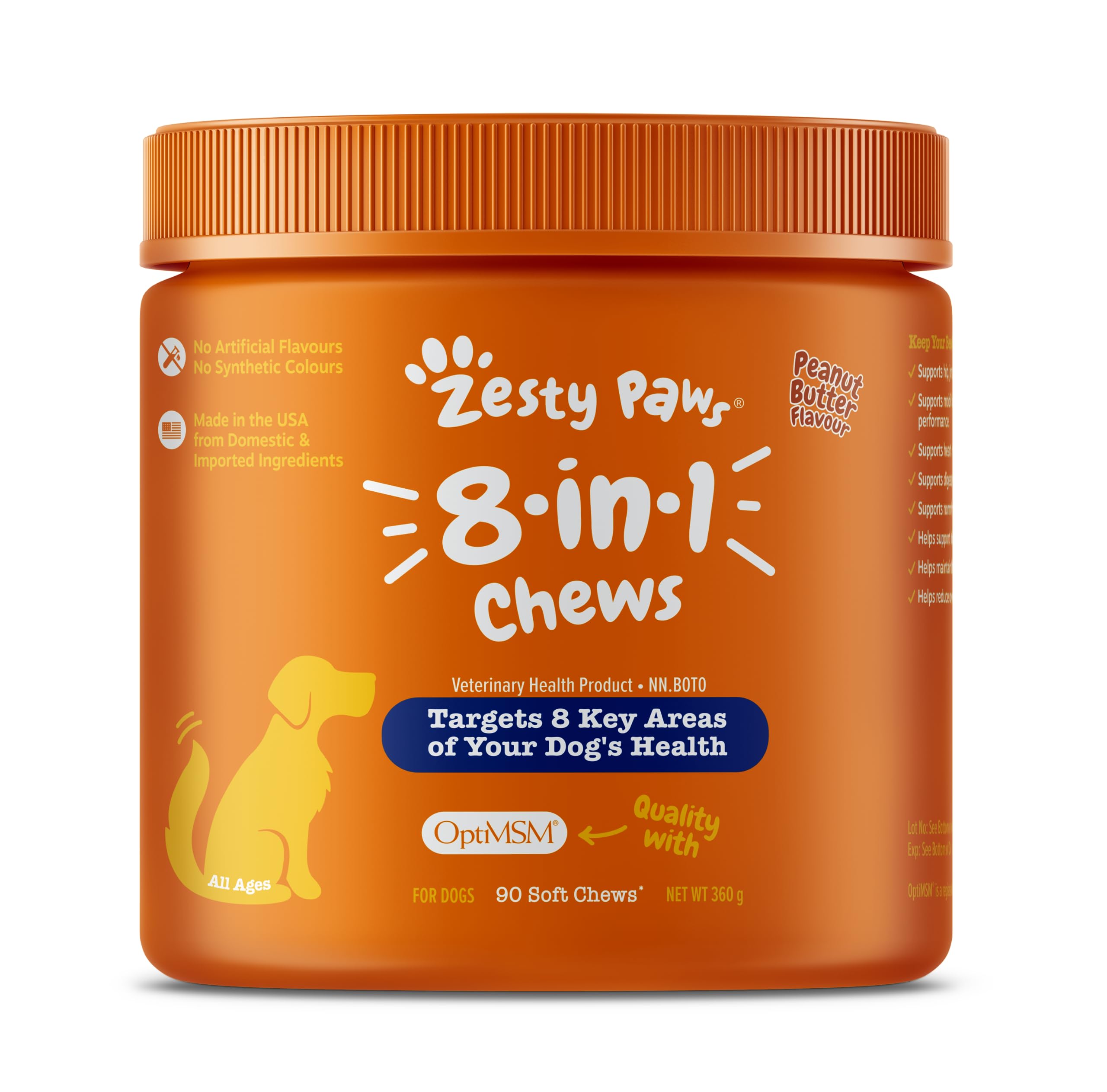Zesty Paws 8-in-1 Dog Multivitamin Chews with Peanut Butter Flavor - Digestive & Immune Support Supplement for Dogs - Promotes Skin, Heart & Liver Health - 90 Count - Perfect for Daily Health Maintenance & Active Dogs