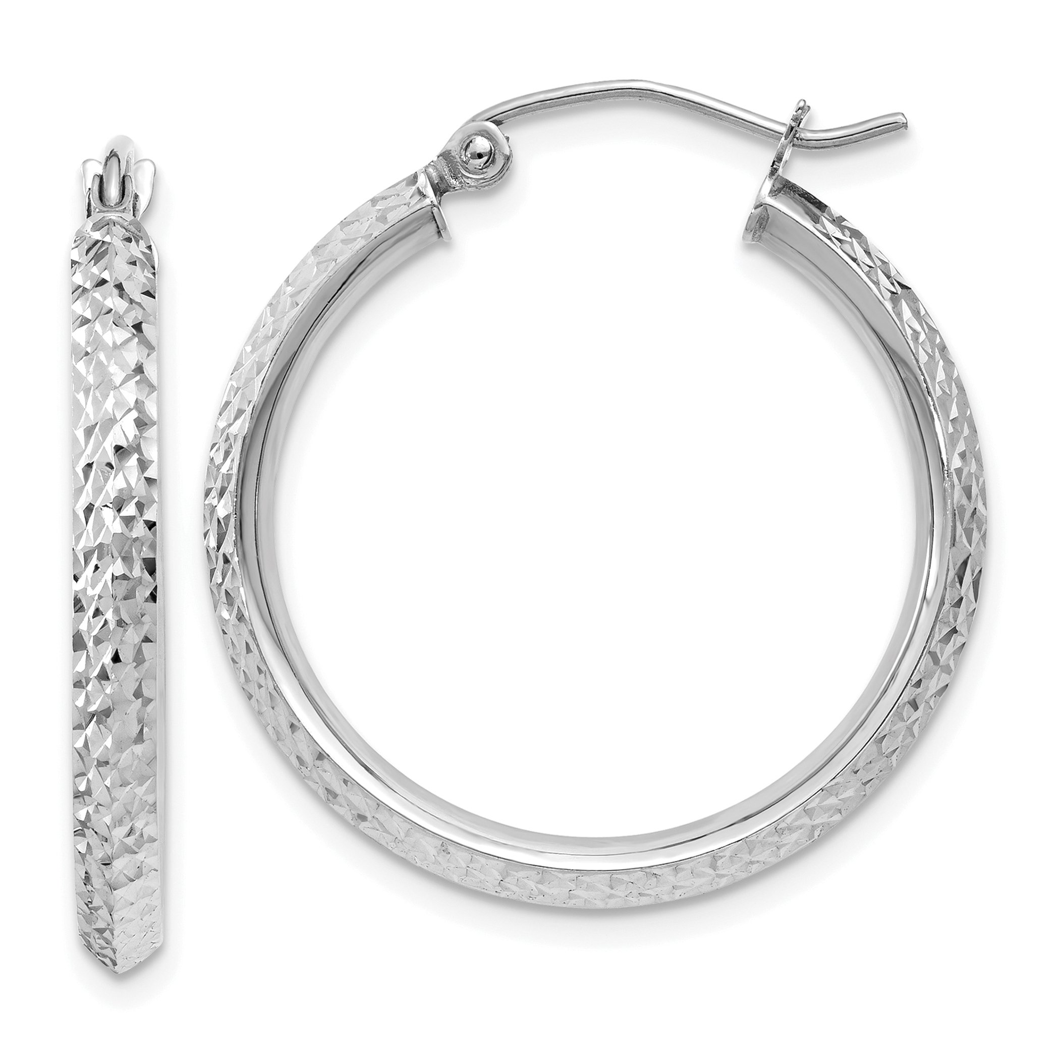 2.5mm Knife-Edge Diamond-Cut Hoop Earrings in Real 14k Gold - Elegant Everyday Jewelry for Women, Perfect for Work, Date Night & Special Occasions