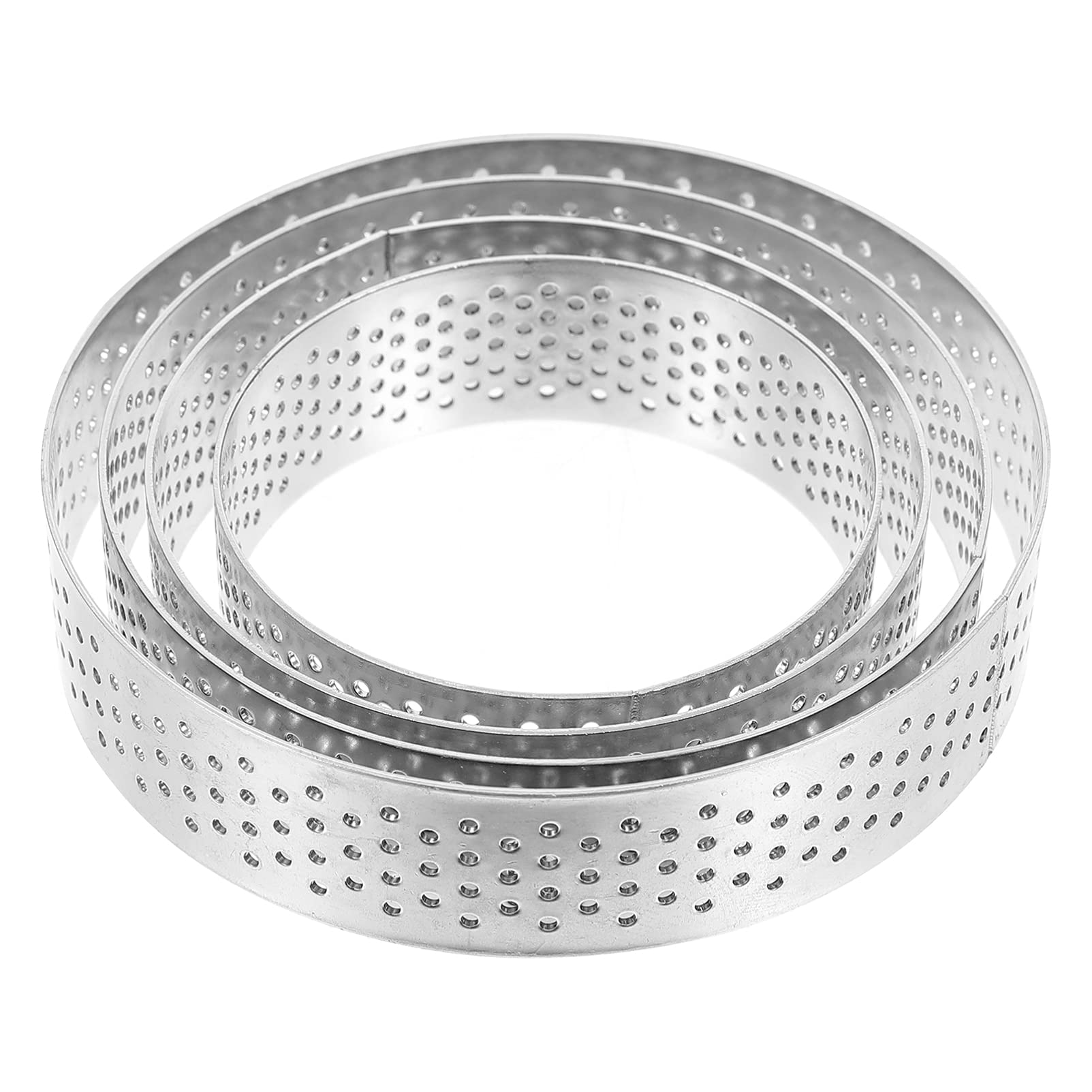 4pcs Stainless Steel Round Tart Rings - Heat-Resistant Perforated Baking Molds for Cakes, Mousse & Desserts - Perfect for Home Baking, Pastry Shops & Professional Chefs
