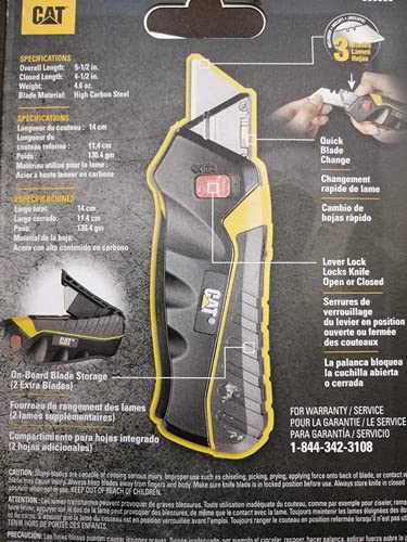 Caterpillar 980080 Small Squeeze Utility Knife - Auto Loading Hand Tool with Replaceable Blades for Construction, DIY & Workshop Use