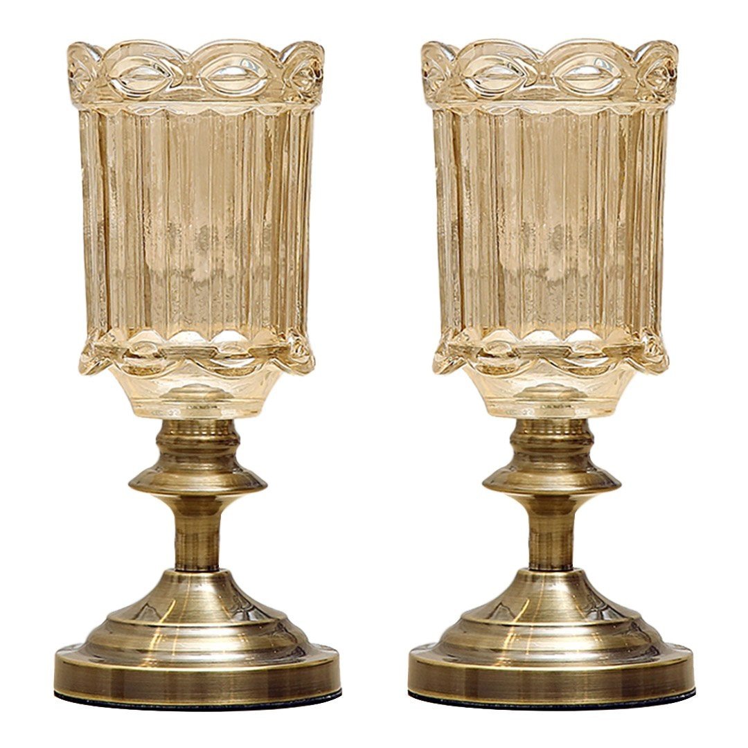 28.5cm Clear Glass Flower Vase with Sturdy Metal Base - Decorative Centerpiece for Home, Wedding, Office & Event Decor