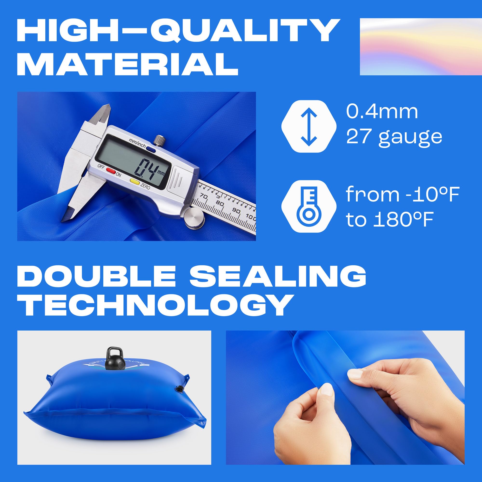 Yankee 4x4 ft Winter Pool Pillow for Above Ground Pools - Heavy Duty 0.4mm PVC (27 Gauge) - Extra Durable Pool Closing Pillow for Winter Protection - Perfect for Above Ground Pool Winterization and Cold Weather Storage