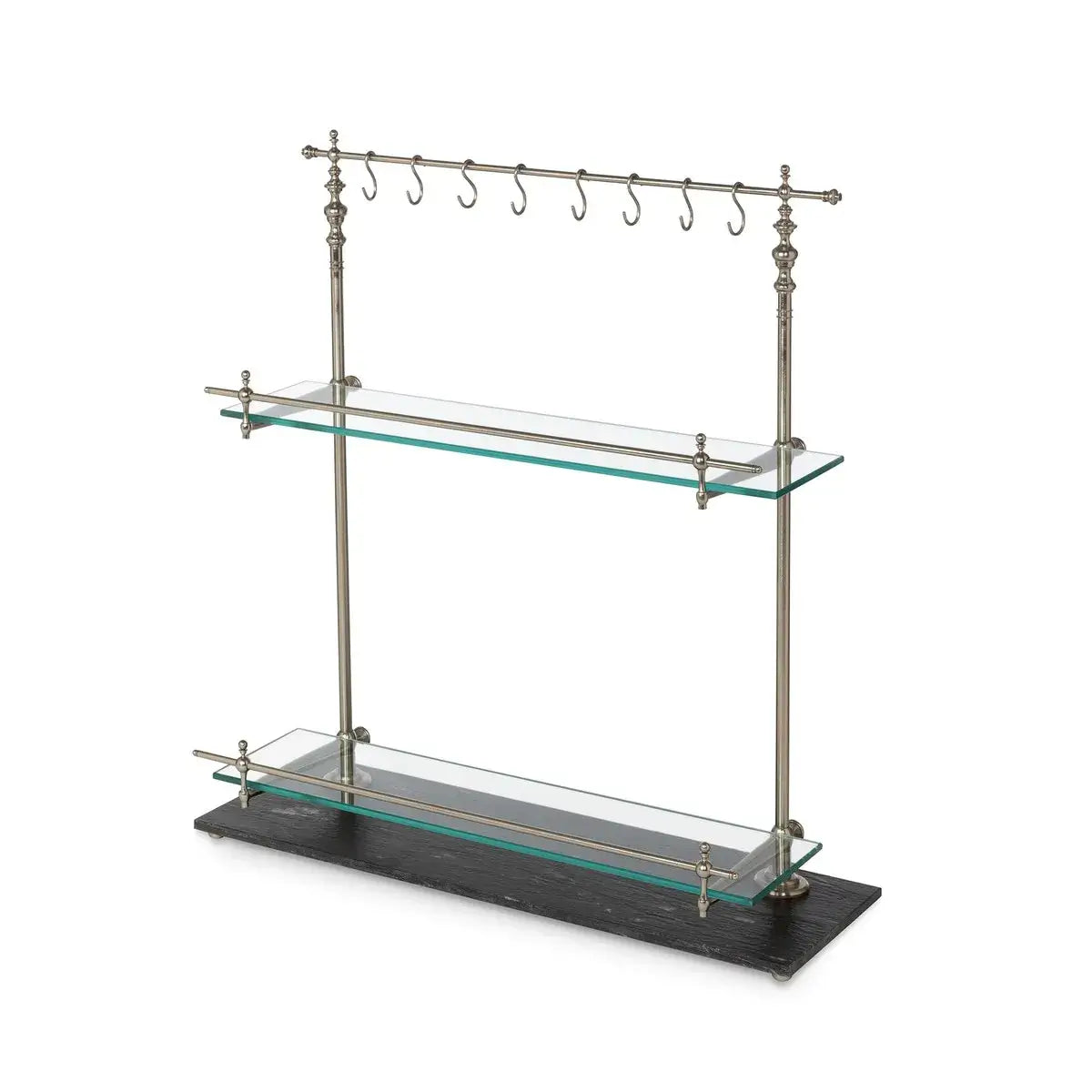 Black Marble & Iron Bistro Rack - Stylish Kitchen Storage Shelf for Wine Bottles, Spices, and Decor | Perfect for Restaurants, Bars, and Home Kitchens