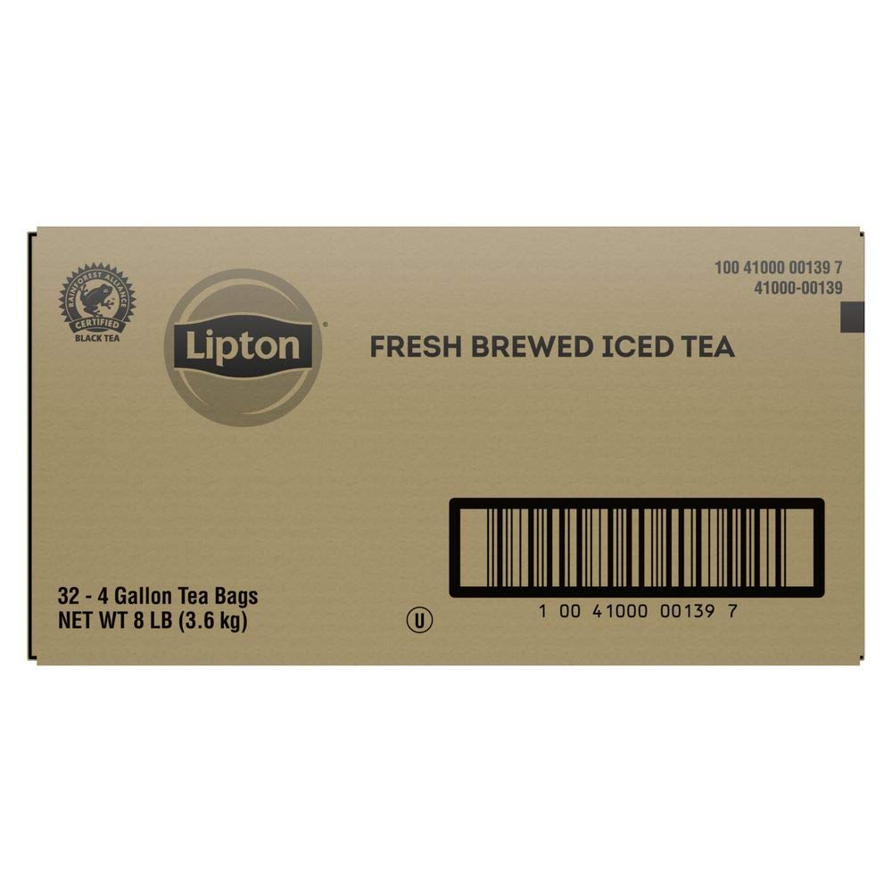 Lipton Unsweetened Black Iced Tea Bags - 32 Count (Makes 4 Gallons) | Refreshing Cold Brew for Summer, Picnics & Parties | Premium Quality Tea Leaves for Smooth Flavor