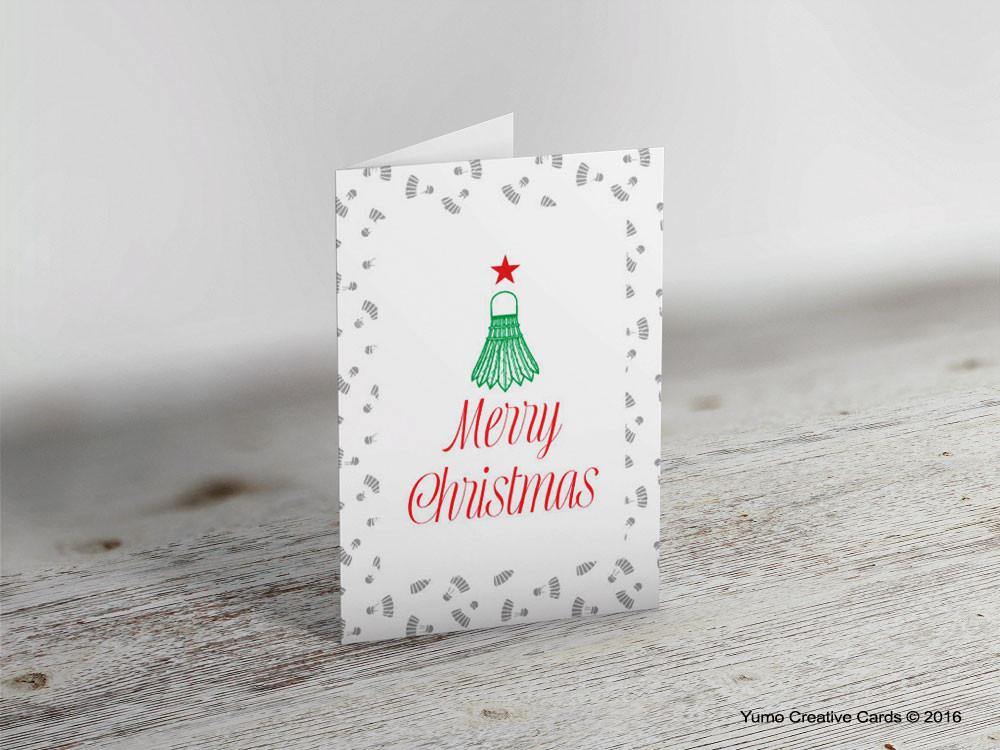 Festive 'Merry Christmas' Badminton Tree Greeting Card - Perfect for Holiday Wishes, Christmas Decor & Gift Giving