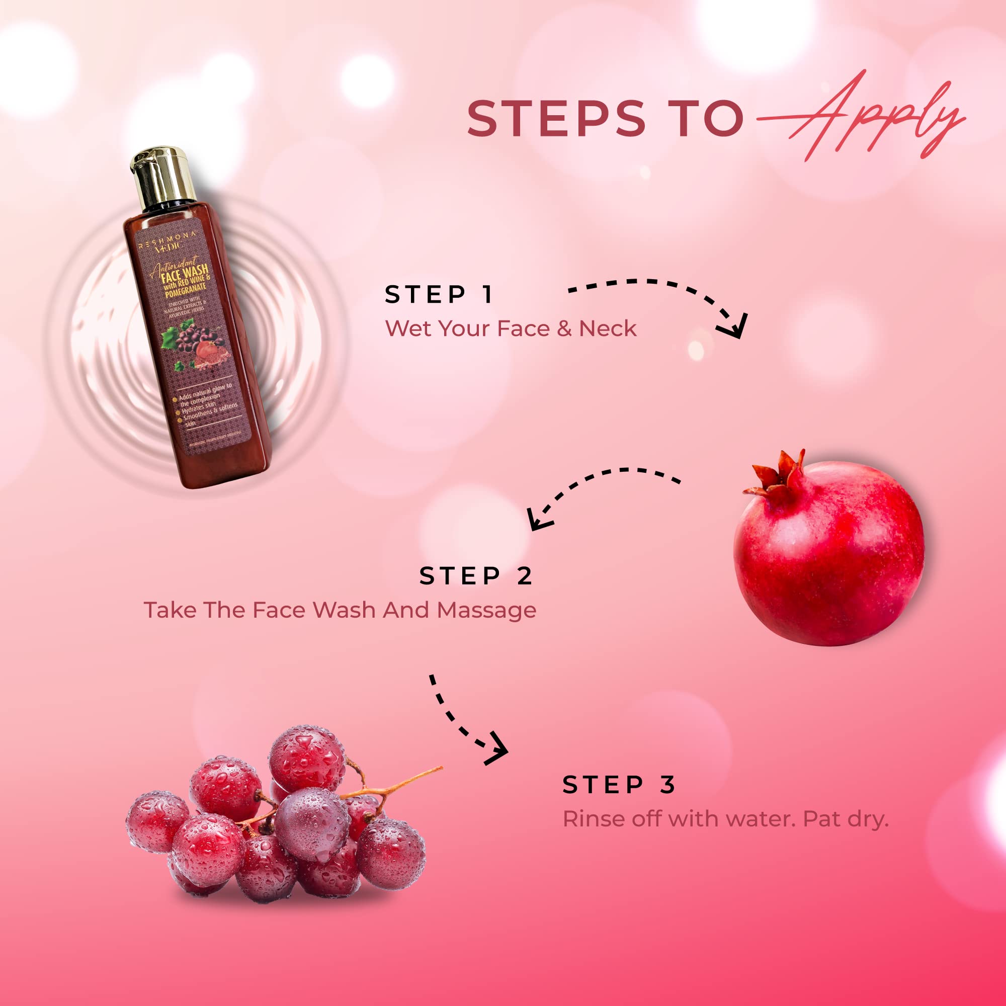 RESHMONA VEDIC Antioxidant Face Wash with Red Wine Extract & Herbal Blend | Anti-Aging Formula to Reduce Wrinkles & Nourish Skin | Rich in Antioxidants for Daily Skincare Routine