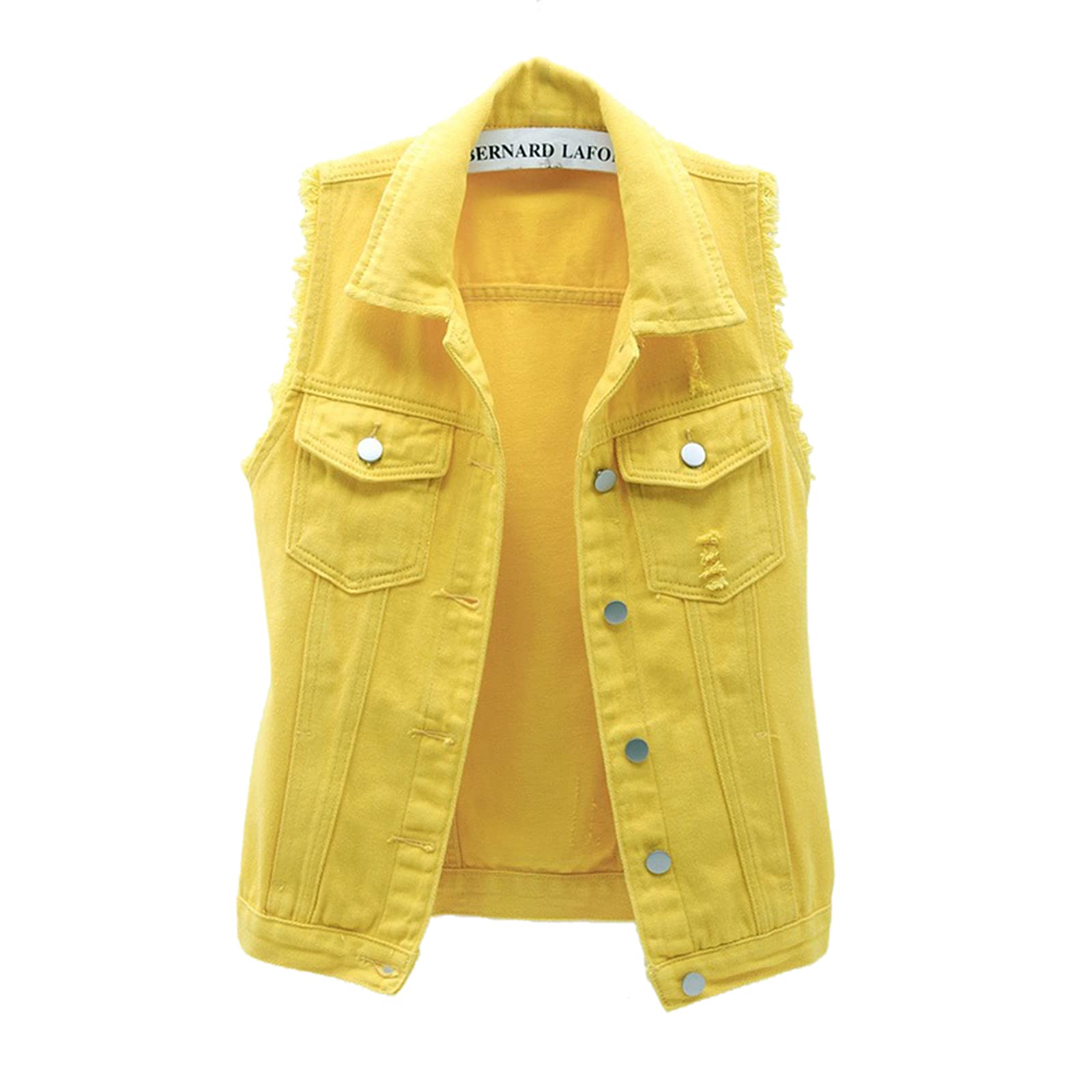 FOCUSNORM Women's Distressed Ripped Denim Vest - Sleeveless Crop Jean Jacket with Flap Pockets | Casual Outfits, Streetwear, Summer Fashion