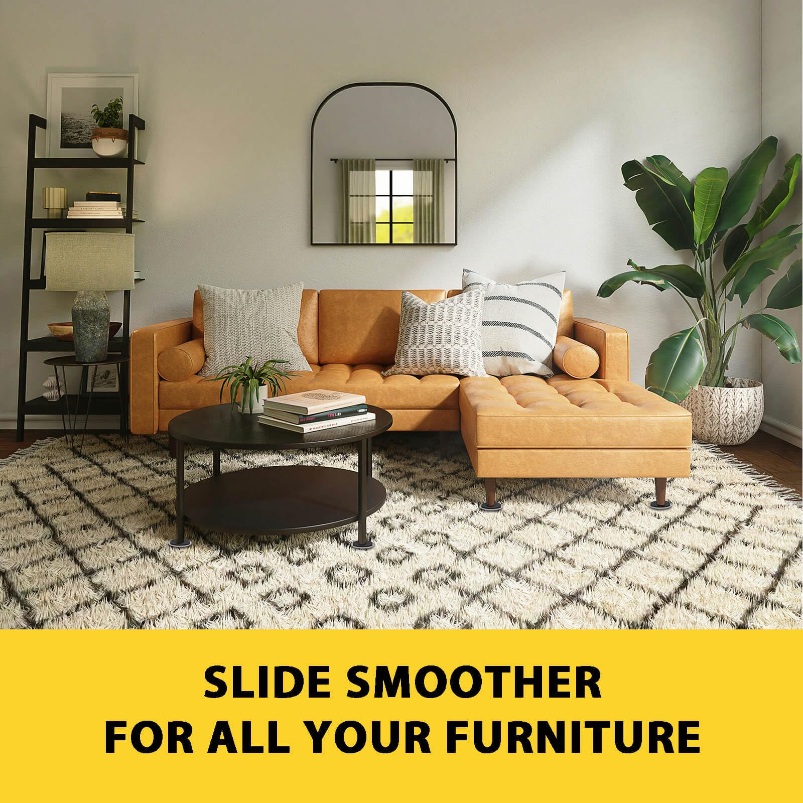 Heavy-Duty Reusable Furniture Sliders for Carpet & Hardwood Floors - 8 Pack 3.5