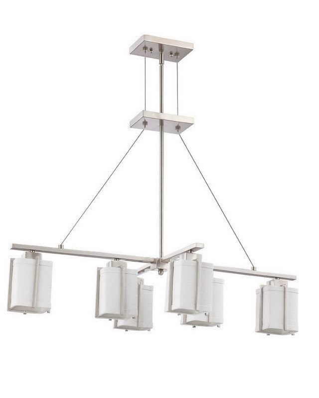 Nuvo Lighting 60 4371 Logan Island 6-Light Chandelier - Energy Star Certified GU24 Fluorescent Fixture in Brushed Nickel - Perfect for Kitchen Islands, Dining Rooms & Modern Home Lighting