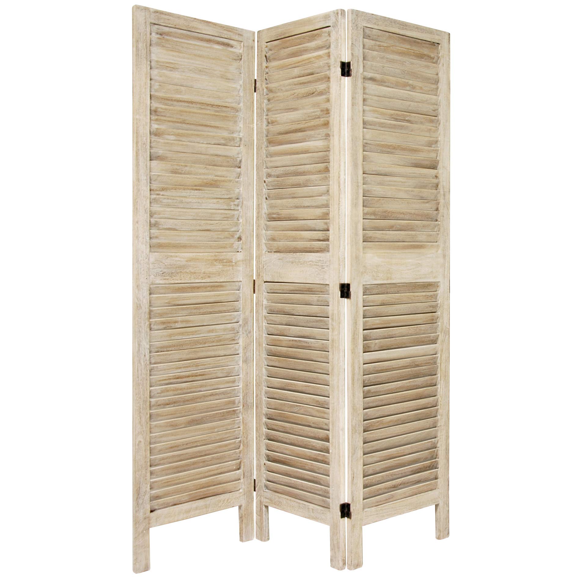 5.5 ft Tall Red Lantern Classic Venetian Room Divider - Burnt White 3-Panel Folding Screen for Living Room, Bedroom & Office Privacy