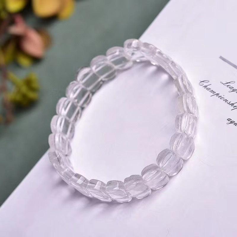 Natural White Crystal Single Loop Bracelet for Women - Elegant Boho Style Jewelry for Everyday Wear & Special Occasions