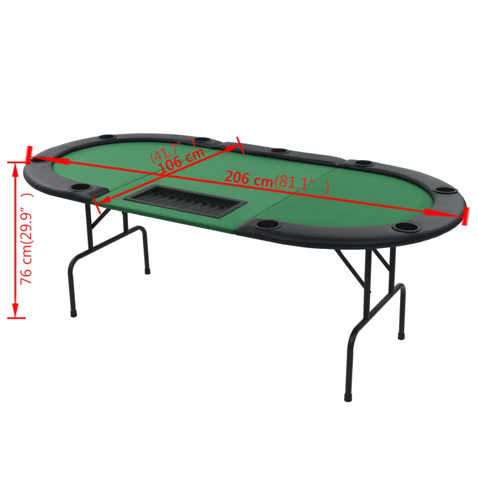 9-Player Folding Poker Dining Table Set - Oval Green 3-Fold Game Table for Kitchen & Dining Room | Perfect for Poker Nights, Family Meals & Space-Saving Storage