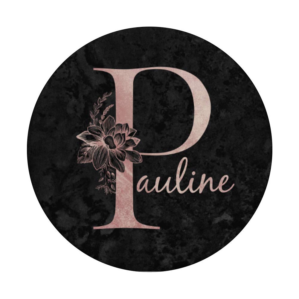 Pauline Name Personalized Pink Rose on Black PopSockets PopGrip - Swappable Phone Grip for iPhone, Samsung & Tablets - Perfect Gift for Birthdays, Anniversaries & Everyday Use