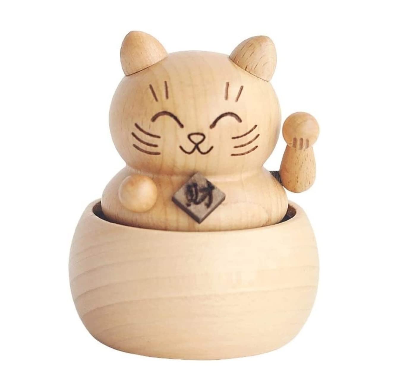 VCADEN Wooden Lucky Cat Music Box - Handmade Clockwork Musical Gift for Birthday, Christmas, Home Decor | Perfect for Gifting, Collecting & Relaxation
