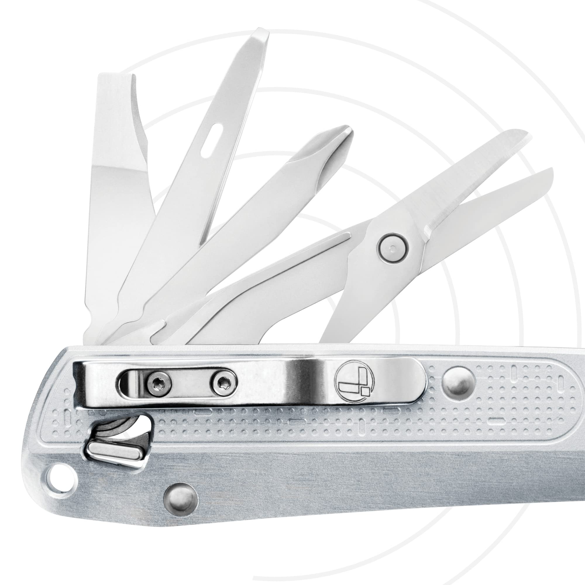 **LEATHERMAN FREE K4 EDC Pocket Multitool – Stainless Steel Knife, Magnetic Locking, Aluminum Handles & Clip – Made in USA (Silver, Serrated Blade) – Perfect for Camping, Hiking & Everyday Carry**