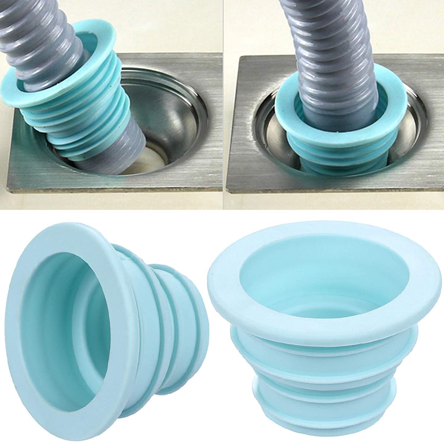 OLWICK® 2-Pack Silicone Hose Deodorant Drain Pipe Plug Sewer Seal Ring - Universal Fit for Washing Machine, Laundry Room, Bathroom & Bathtub - Prevents Odors & Leaks - Durable Waterproof Seal for Home Plumbing