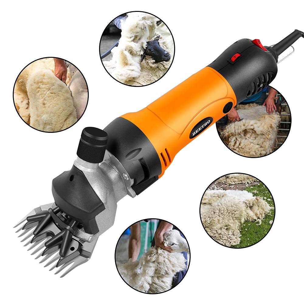 BEETRO 500W Professional Electric Sheep Shears - Heavy Duty Animal Grooming Clippers for Sheep, Alpacas, Goats & Livestock with 6 Speed Settings | Ideal for Farm Use, Wool Harvesting & Pet Grooming